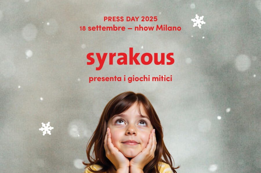 Presentazione Syrakous al Press Day Assogiocattoli 2025 – giochi educativi sul mito greco in esposizione al nhow Milano